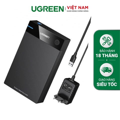 Hộp đựng ổ cứng UGREEN US222 Đựng ổ 3.5/2.5 inch SATA/USB 3.0 hỗ trợ 10TB dài 30-50cm - 50423-EU