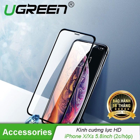 50953-Miếng dán bảo vệ màn hình điện thoại dùng cho iPhone X/XS 5.8 inch, 2 chiếc/ túi (50953)