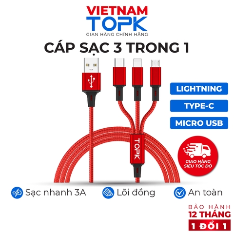 A20ST0610-Cáp dữ liệu TOPK 3 trong 1 AN20 3-IN-1 màu đỏ