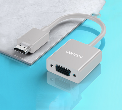 Cáp chuyễn HDMI to VGA Cao Cấp Ugreen 60738 60739 CM270 Hàng phân phối chính hãng - trắng