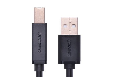 10352-Dây máy in mạ vàng USB 2 chuẩn A đực sang chuẩn B đực dài 5M UGREEN US135 10352 (đen)
