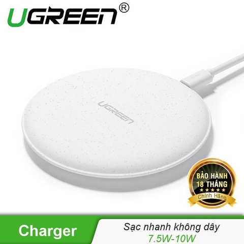 60112-Sạc không dây UGREEN CD186 Sạc ổn định công suất 10W, công nghệ Qi an toàn thiết bị - Tương thích rộng với nhiều điện thoại - Hàng phân phối chính hãng - Bảo hành 18 tháng 1 đổi 1