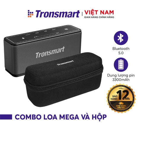 TM-250394_260725-COMBO Loa Tronsmart Mega và hộp đựng chống shock - Công suất 40W - Hỗ trợ TWS và NFC ghép đôi 2 loa - Hàng phân phối chính hãng - Bảo hành 12 tháng 1 đổi 1