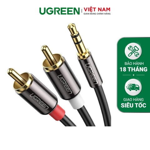 20779-Dây Audio 3.5mm ra 2 đầu RCA (Hoa sen) UGREEN AV116 - 0.5M-20779