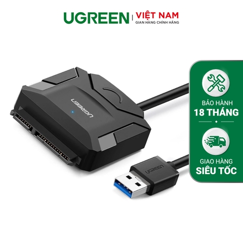 Dây chuyển đổi USB 3.0 sang SATA kèm dây nguồn 12V2A dài 25-50CM UGREEN CR108 20953