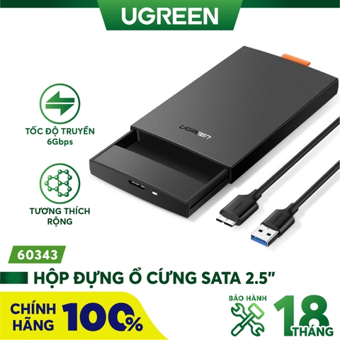 60353-Hộp đựng ổ cứng 2.5 inch SSD HDD chuẩn SATA hỗ trợ ổ cứng lên đến 6TB 2 loại vỏ nhôm và nhựa cao cấp kích thước 128x82x14mm UGREEN US221 CM300 - 60353-MicroB 3.0