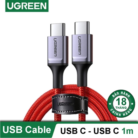 60186-Cáp sạc nhanh Type C UGREEN US296 - Truyền dữ liệu tốc độ cao - Sạc nhanh PD60W,dòng tối đa 3A - Dây bện nylon chống rối