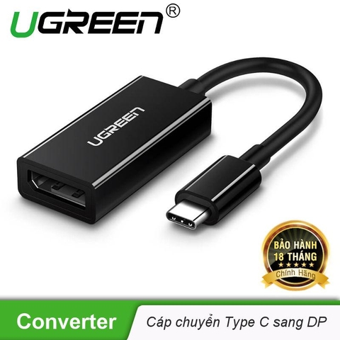 50433-Cáp chuyển đổi Type C sang DisplayPort UGREEN 50433 Hỗ trợ độ phân giải 4K*2K/60Hz - Tương thích với Macbook, Asus, Dell, … - Hàng phân phối chính hãng - Bảo hành 18 tháng 1 đổi 1