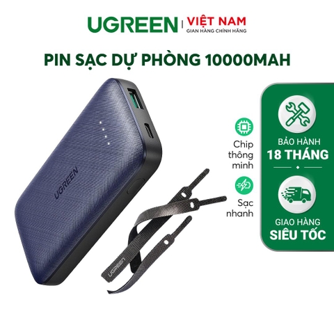 Pin sạc dự phòng 10000mAh UGREEN | Sạc nhanh 2 chiều | Sạc nhanh thông minh Power X | pin ATL | Bảo hành 18 tháng 80749 có quà