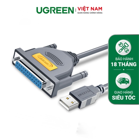 20793-Cáp máy in UGREEN US167 Cổng USB 2.0 sang cổng BD25 Parallel (hỗ trợ đời máy in cũ) - Truyền tải dữ liệu nhanh và ổn định