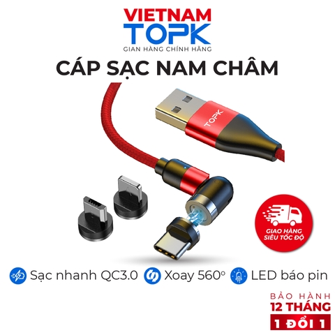 Cáp dữ liệu TOPK 3 trong 1 AM66 3-IN-1 màu đen 1M