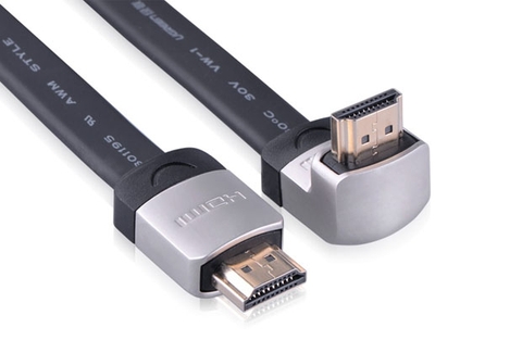 10282-Cáp HDMI đầu đúc hợp kim dẹt vuông góc 90° Down (bẻ xuống) dài 1.5M UGREEN HD122 10282 (ĐEN)
