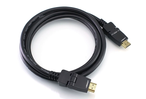10126-Cáp HDMI hai đầu xoay 180 độ hỗ trợ full HD 4Kx2K dài 1M UGREEN HD105 10125 (Đen)
