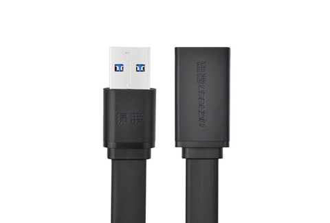10807-Dây nối dài USB 3 dạng dẹt (1 đầu đực, 1 đầu cái) dài 1.5M UGREEN US129 10807 (đen)