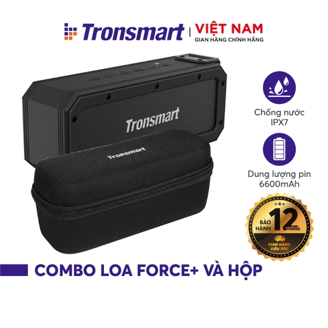 TM-322485_354609-COMBO Loa Tronsmart Force+ và hộp đựng chống shock - Công suất 40W - Chống nước IPX6 Ghép đôi TWS. Hàng phân phối chính hãng - Bảo hành 12 tháng 1 đổi 1