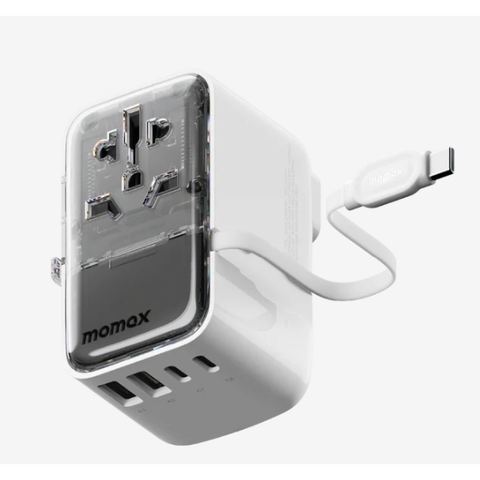 Bộ sạc du lịch 4 cổng 1-World+ Flow có cáp USB-C tích hợp 35W | Bảo hành 12 tháng