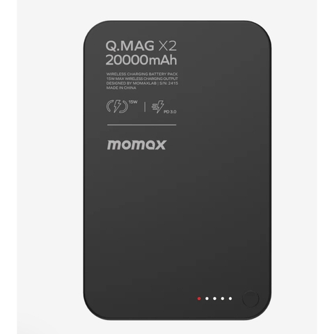 MO-2367-Sạc Dự Phòng 20.000mAh Không Dây Từ Tính MOMAX Q.Mag X2 Nhỏ Gọn | Sạc Qi và Qi2 | Bảo Hành 12 Tháng 1 Đổi 1 IP120D
