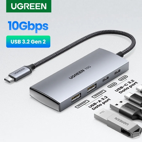 Hub chia USB Type-C ra 2 USB Type-C và 2 USB Type-A 3.1 UGREEN CM480 | Tốc độ 10Gpbs | Bảo hành 18 tháng | 30758 30758 4-in1