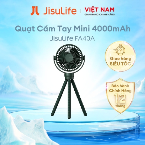 J1449-Quạt Cầm Tay Mini Jisulife FA40 Mát 360 Độ | Pin 4000mAh Sử Dụng 12h | Chân Quạt Linh Động Đa Năng |Chính Hãng - BH 12T - Xanh J1449
