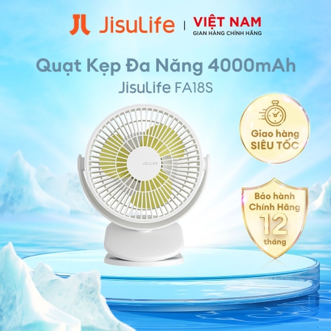 J2132-Quạt Kẹp Đa Năng Jisulife FA18S Cao Cấp Mát 360 Độ | Pin 4000mAh Sạc Nhanh Sử Dụng Đến 16h | Chính Hãng - BH 12 Tháng Trắng J2132