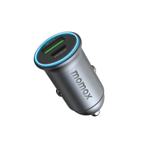 MO-2985-Tẩu Sạc Nhanh Ô Tô 30W Hai Cổng MOMAX MoVe Nhỏ Gọn QC3.0 và PD | Type C + USB-A | Bảo Hành 12 Tháng 1 Đổi 1 UC18E