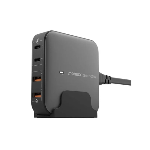 MO-1711-Củ Sạc Nhanh 100W GaN EU MOMAX ONEPLUG Cho Máy Tính/ Điện Thoại | 2 Type C + 2 USB-A | Bảo Hành 12 Tháng 1 Đổi 1 UM33EUE Đen
