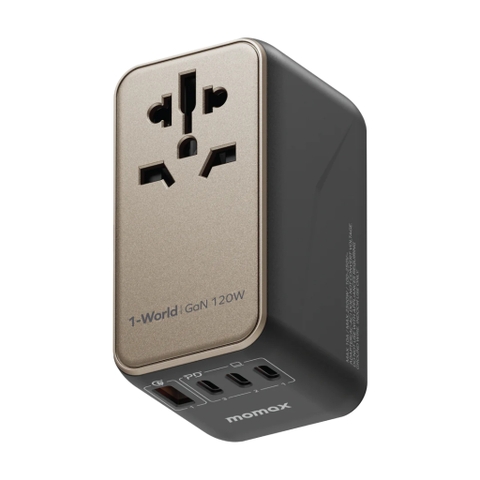MO-4231-Ổ Cắm Điện Du Lịch 120W GaN MOMAX 1-World Bộ Đổi Nguồn AC | 3 Type C + 1 USB A | Bảo Hành 12 Tháng 1 Đổi 1 UA15GSD