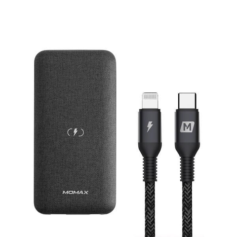 MO-0500-Sạc Dự Phòng 10.000mAh Không Dây Từ Tính Lightning MOMAX Q.POWER TOUCH PD 18W QC3.0 | Type C + USB-A | BH 12T Lỗi 1 Đổi1