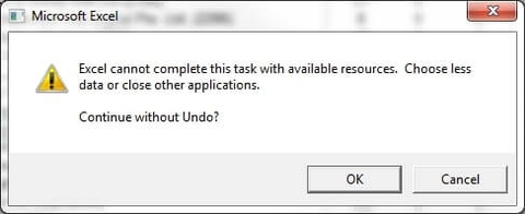 5 Cách sửa lỗi excel cannot complete this task with available resources nhanh nhất
