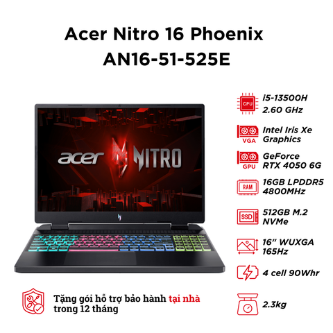 Acer Nitro 16 Phoenix AN16-51-525E (i5-13500H | RAM RAM 16GB | SSD 512GB | RTX 4050 6GB | 16 inch WUXGA 165Hz)