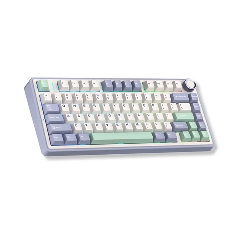 BÀN PHÍM CƠ AULA F75 TÍM NHẠT + BE + XANH LÁ (KẾT NỐI TYPEC + 2.4G + BLUETOOTH, GREY WOOD V3 SWITCH)