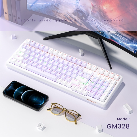 BÀN PHÍM CƠ GAMING CÓ DÂY NEWMEN GM328, PURPLE-WHITE, BLUE SWITCH