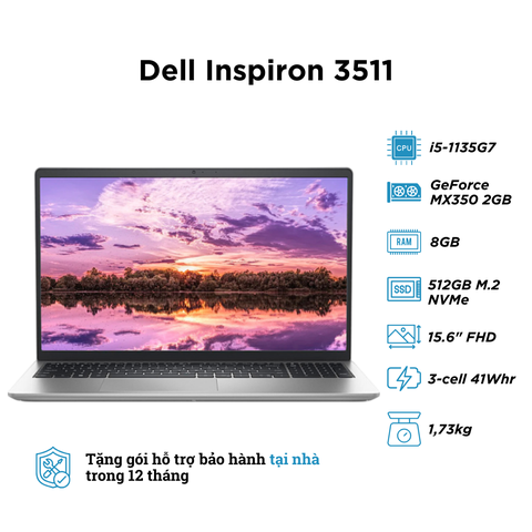 Laptop Dell Inspiron 3511 (New Full Box) (i5-1135G7 | RAM 8GB | SSD 512GB | NVIDIA MX350 2GB | 15.6 Inch FHD)