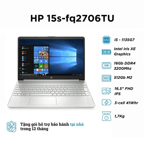 HP 15s-fq2706TU (i5-1135G7 | RAM 16GB | SSD 512GB | 15.6 inch FHD IPS)