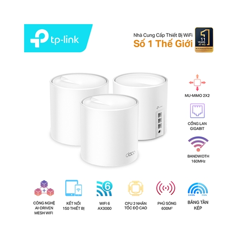 Bộ phát wifi 6 TP-Link Deco X50 3-Pack  Mesh Cho Gia Đình AX3000