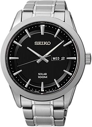 lbwm ĐỒNG HỒ NAM SEIKO SOLAR SNE363P1 MẶT ĐEN THÉP KHÔNG GỈ