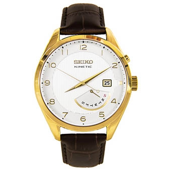 lbwm ĐỒNG HỒ NAM SEIKO KINETIC SRN052P1 DÂY DA MẠ VÀNG HỒNG