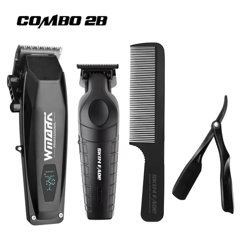 Combo 2B WMARK | Tông đơ pin cắt tóc NG-125 + Tông đơ viền Skin Fade L10