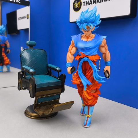 Mô Hình Tiệm Tóc Barber Son Goku Super Saiyan Blue Decor Cao 30cm