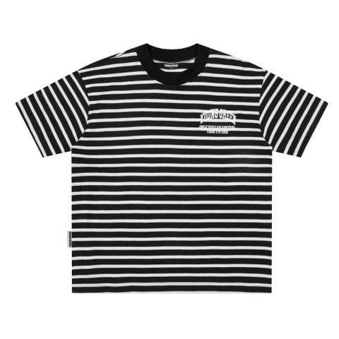 SCRIPT LOGO STRIPED BOXY T-SHIRT