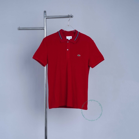 Lacoste Polo Striped Accents Cotton Pique Bordeaux (form Âu)