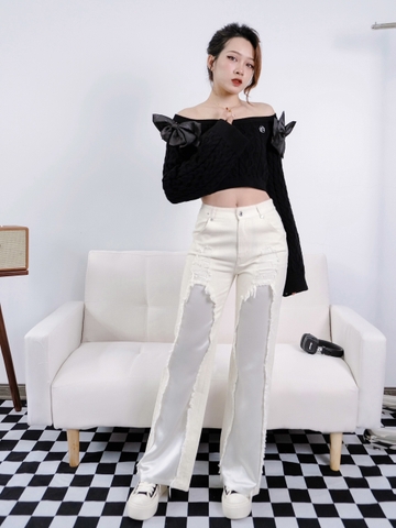 Áo Len Weird Market x Barbie Off Shoulder Black