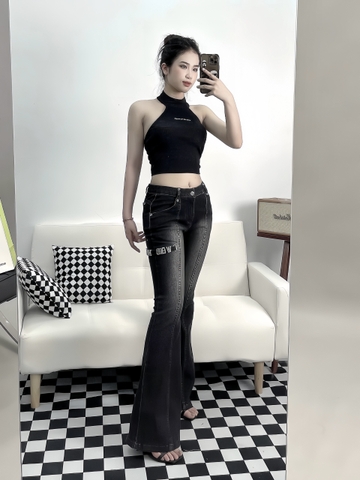 Quần Jean Nữ Weird Market Tight Bell Bottom Black