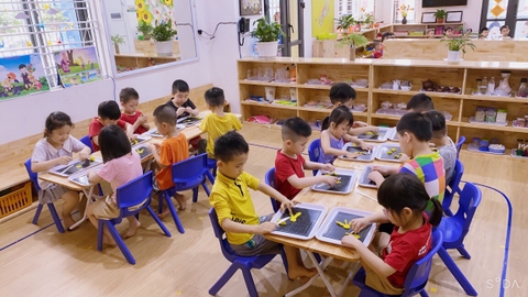 Tháng 5, Tuần 3 LQVT - Đo độ dài 2 đối tượng bằng 1 đơn vị đo