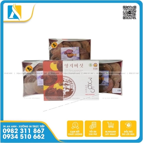 In hộp đựng nấm linh chi cao cấp, theo yêu cầu 2025