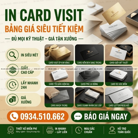 Báo Giá In Card Visit, Name Card - Bảng Giá Chi Tiết Theo Kỹ Thuật & Số Lượng