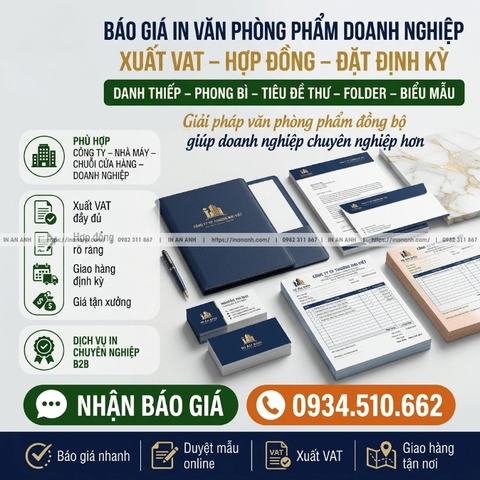Báo Giá In Văn Phòng Phẩm Doanh Nghiệp - Xuất VAT, Hợp Đồng, Đặt Định Kỳ