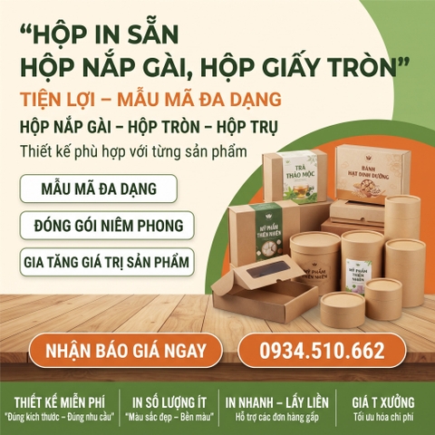 In Hộp Nắp Gài, Hộp Giấy Tròn - Tiện Lợi, Đa Dạng Kiểu Dáng