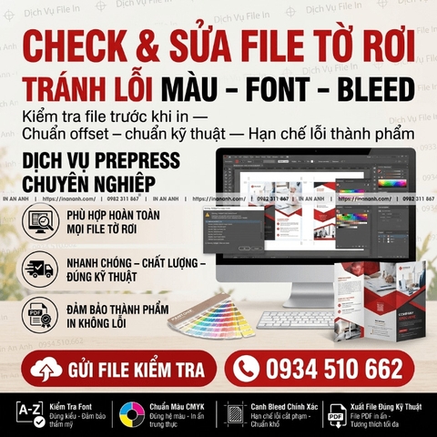 Check & Sửa File Tờ Rơi Trước Khi In - Tránh Lỗi Màu, Font, Bleed