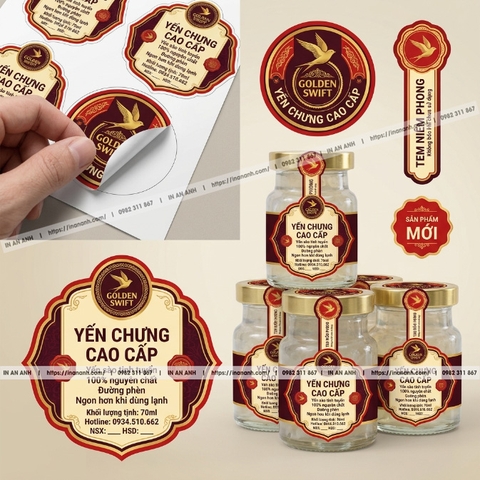 In Tem Dán Hũ Yến Sào Chống Nước, Để Tủ Lạnh